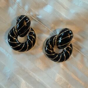 Classic Black Swirl Drop Earrings - Women's Jewelry